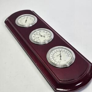 Taylor Wall Weather Station Thermometer Barometer Hygrometer Wood Plaque Analog